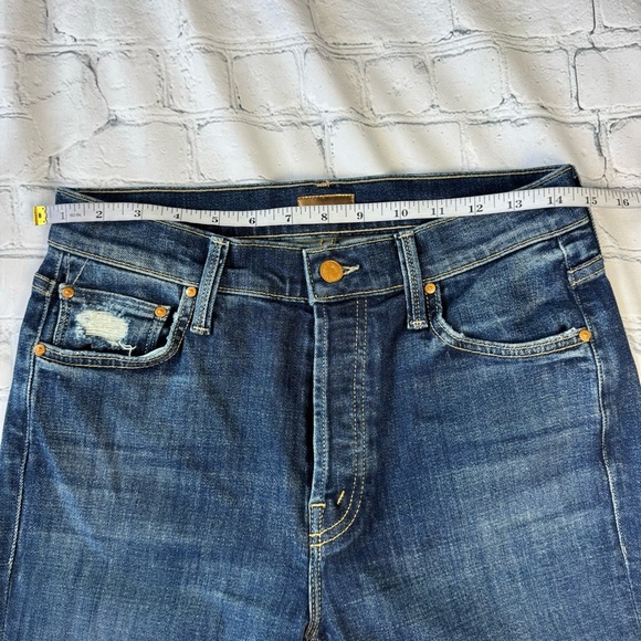 MOTHER Denim Scrapper Cuff Ankle Fray Unstitched blue Jeans size 25 - Picture 8 of 16